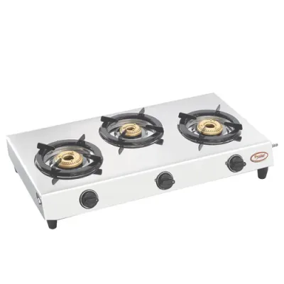 Prestige Perfect Manual Stainless Steel 3 Burners Gas Stove Silver